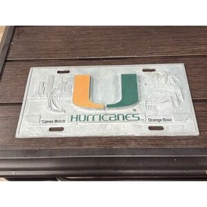 Miami Hurricanes "The U" Metal License Plate Orange Bowl‎ 'Canes Watch' Heavy